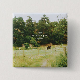 The Year Of The Horse, 2026, 2 Inch Square Button