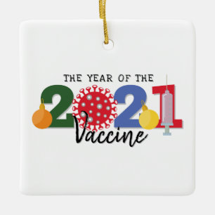 The Year of the Vaccine 2021 Ceramic Ornament