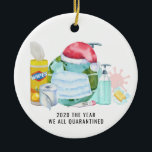 The Year We All Quarantined | 2020 Commemorative Ceramic Ornament<br><div class="desc">A great way to remember the year 2020 when the planet quarantined together. Personalize the back with your name or add your own family photo. Add your custom wording to this design by using the "Edit this design template" boxes on the right hand side of the item, or click the...</div>