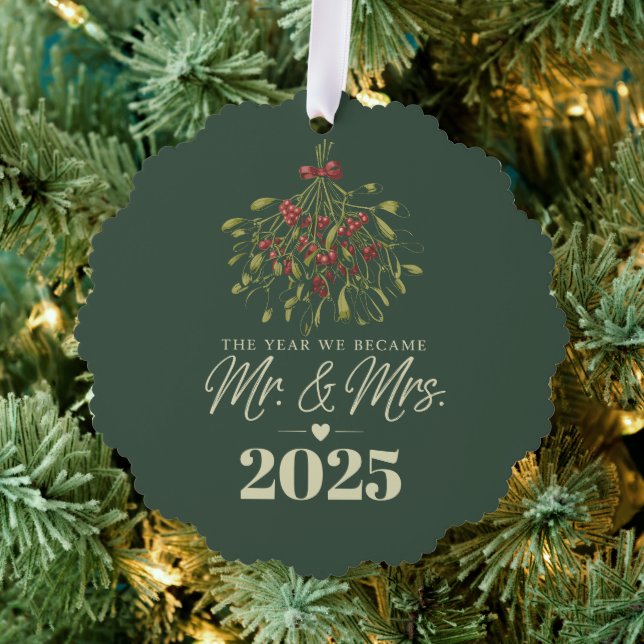 The Year We Became Mr & Mrs 2025 Personalized Ornament Card (Insitu (Tree))