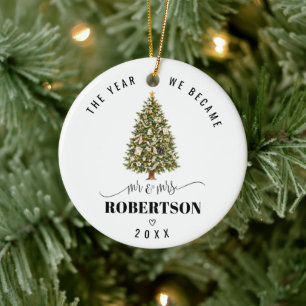 The Year We Became Mr & Mrs Photo Double Sided Ceramic Ornament