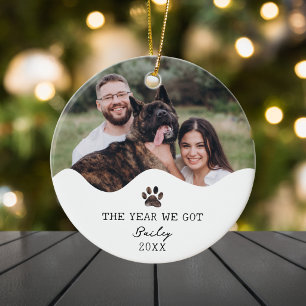 The Year We Got Dog Custom Photo Christmas Ceramic Ornament