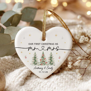 The Year We Got Engaged Christmas Ceramic Ornament