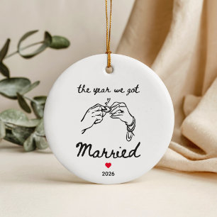 The Year We Got Married Hand Drawn Christmas Ceramic Ornament