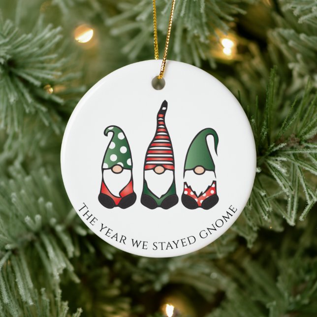 The Year We Stayed Gnome Christmas 2020 Ceramic Ornament (Tree)