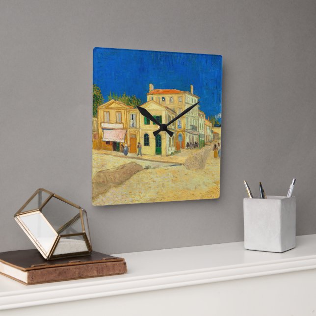 The Yellow House by Vincent Van Gogh Square Wall Clock (Office)