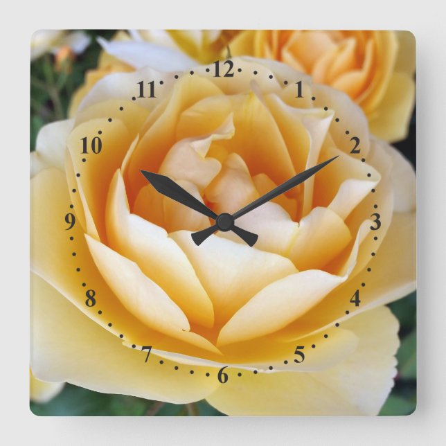 The Yellow Rose Square Wall Clock (Front)