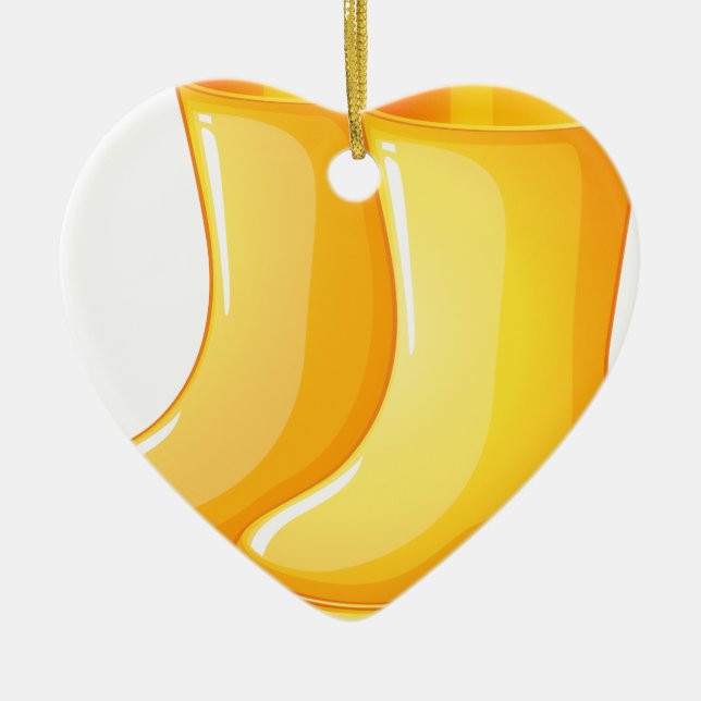 The yellow rubber boots ceramic ornament (Front)