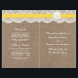 The Yellow Sand Dollar Wedding Collection Programs<br><div class="desc">The yellow sand dollar beach wedding collection is a stunning design featuring a lovely rustic burlap effect background with a romantic vintage white lace effect trim finished with a stunning sand dollar and yellow ribbon. These programs can be personalized for your special occasion and would make the perfect template for...</div>
