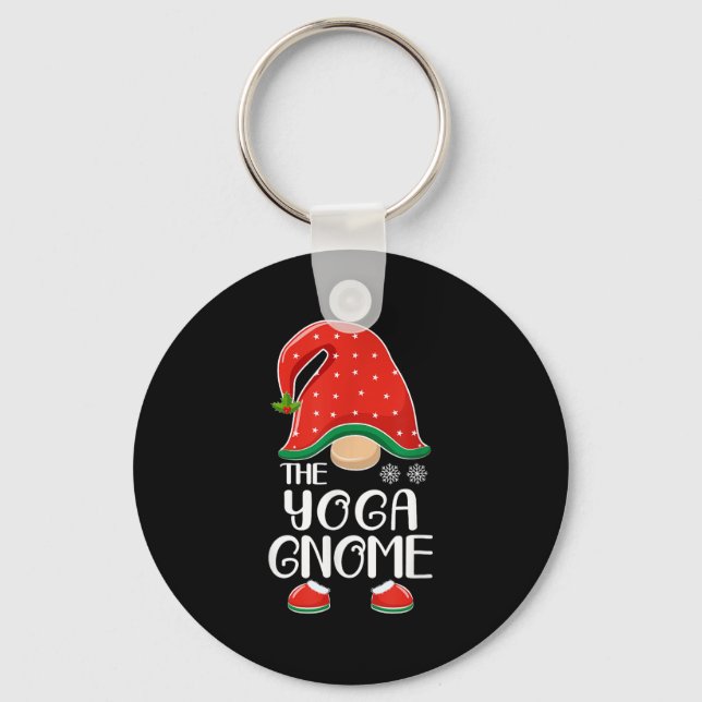 The Yoga Gnome Elf Matching Family Group Christmas Keychain (Front)