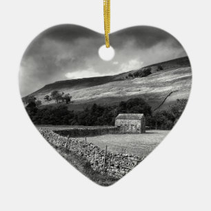 The Yorkshire Dales in mono Ceramic Ornament