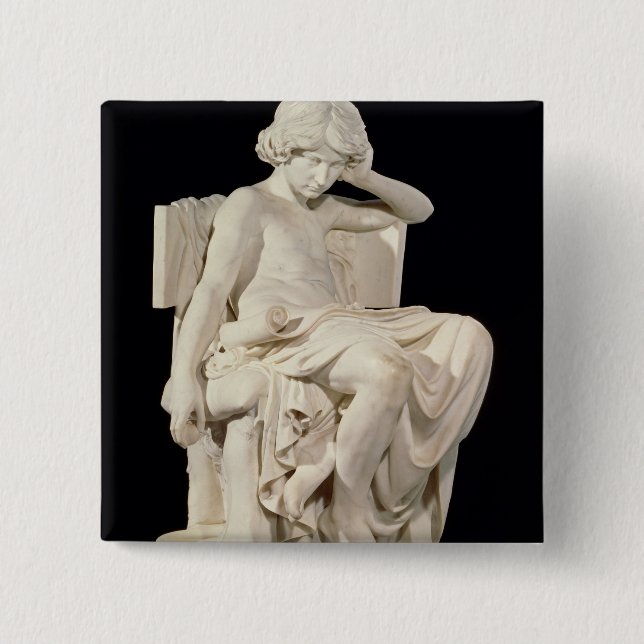 The Young Aristotle, 1870 2 Inch Square Button (Front)