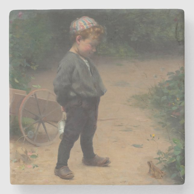 The Young Biologist (by Paul Peel) Stone Coaster (Front)