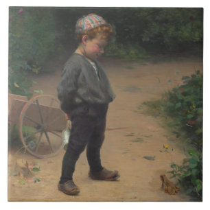 The Young Biologist With a Frog (by Paul Peel) Tile
