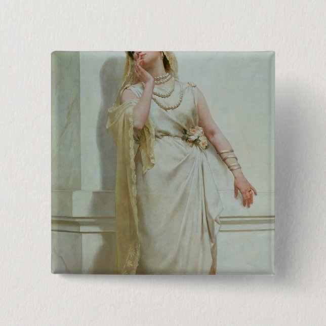 The Young Bride, 1883 2 Inch Square Button (Front)