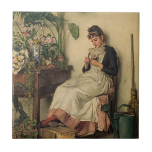 The Young Florist (by Carl Zewy) Tile