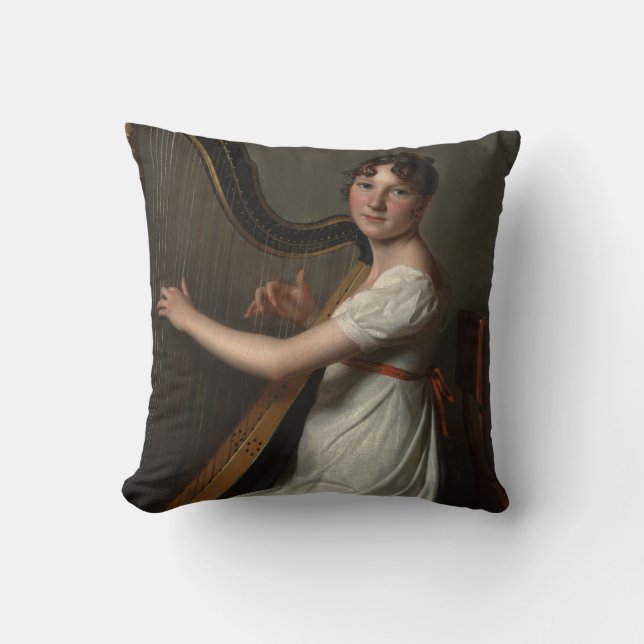 The Young Harpist | 1804-1806 Throw Pillow (Front)