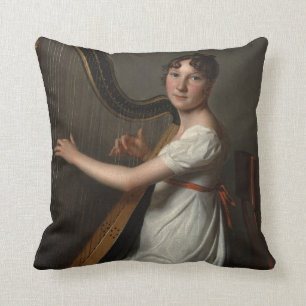 The Young Harpist 1804-1806 Throw Pillow