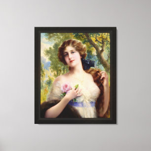 The Young Lady With A Rose by Emile Vernon Canvas Print