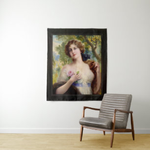 The Young Lady With A Rose by Emile Vernon Tapestry
