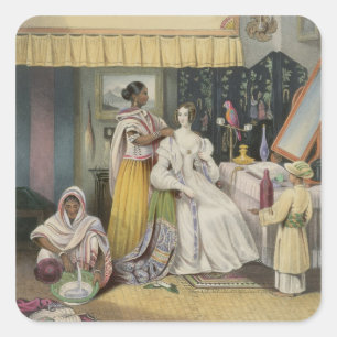 The Young Lady's Toilet, plate 2 from 'Anglo India Square Sticker