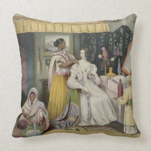 The Young Lady's Toilet, plate 2 from 'Anglo India Throw Pillow