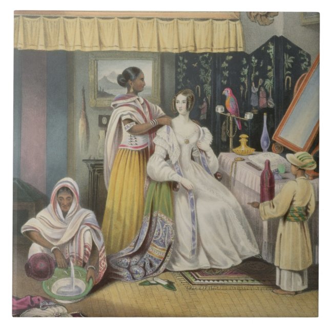 The Young Lady's Toilet, plate 2 from 'Anglo India Tile (Front)
