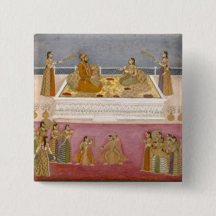 The young Mughal Emperor Muhammad Shah at a nautch 2 Inch Square Button