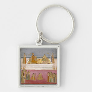 The young Mughal Emperor Muhammad Shah at a nautch Keychain