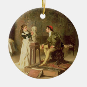 The Young Sculptress (oil on canvas) Ceramic Ornament