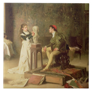 The Young Sculptress (oil on canvas) Tile