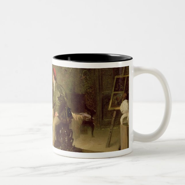 The Young Sculptress (oil on canvas) Two-Tone Coffee Mug (Right)