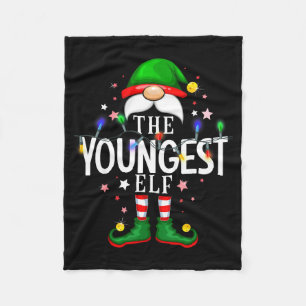The Youngest Elf Christmas Family Pajama Party  Fleece Blanket
