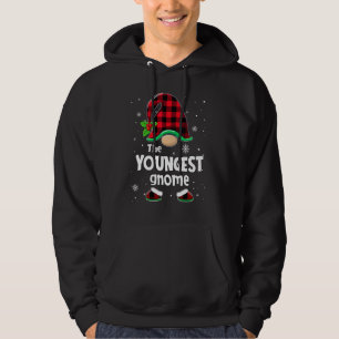 The Youngest Gnome Buffalo Plaid Christmas Matchin Hoodie