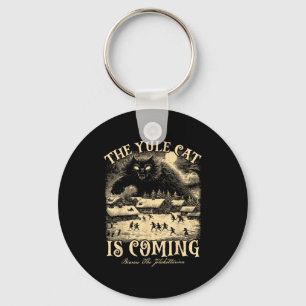 The Yule Cat Is Coming Gothic Christmas Winter Sol Keychain