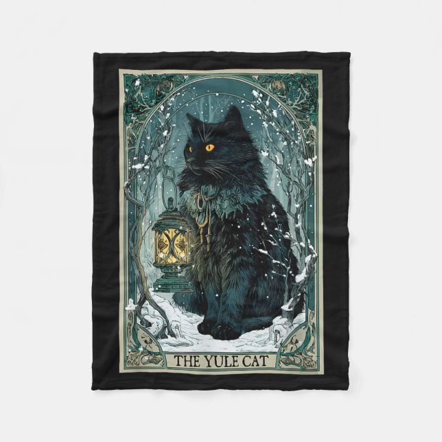 The Yule Cat Tarot Card Icelandic Folklore Christm Fleece Blanket (Front)