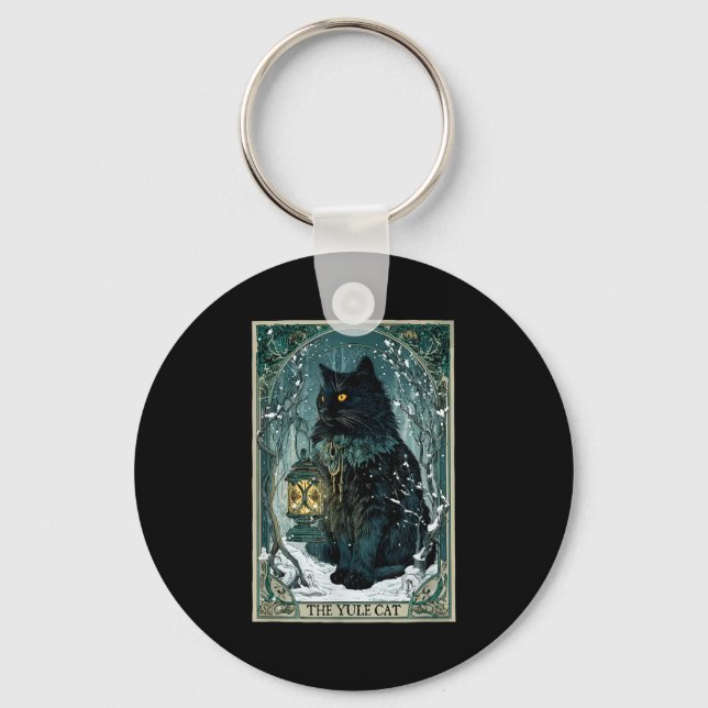The Yule Cat Tarot Card Icelandic Folklore Christm Keychain (Front)