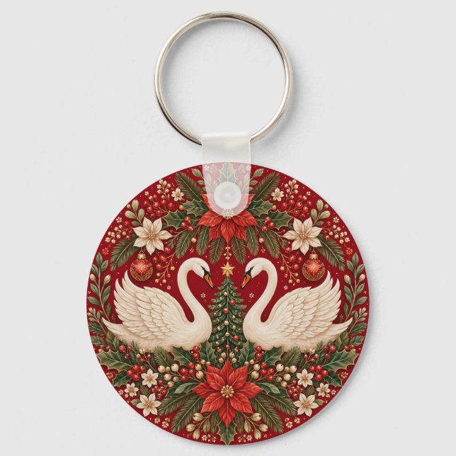 The Yuletide Swans' Embrace Keychain (Back)