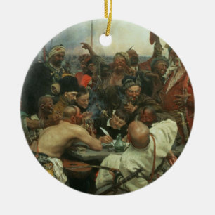 The Zaporozhye Cossacks writing a letter Ceramic Ornament