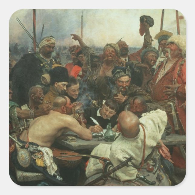 The Zaporozhye Cossacks writing a letter Square Sticker (Front)
