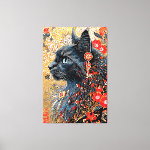 The Zen Cat   Vintage Japanese Ukiyo-e Canvas Print