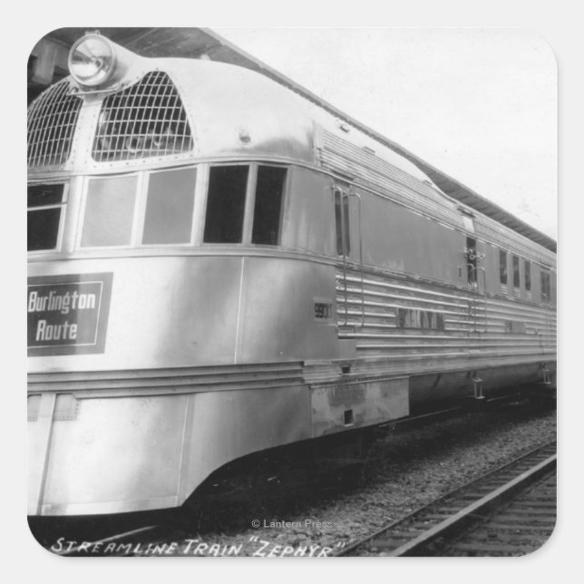 The ZepherStainless Steel Streamlined Train Square Sticker (Front)