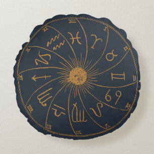 The Zodiac Wheel - Fortune Telling Round Pillow