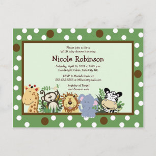 THE ZOO CREW Jungle animals baby shower postcard