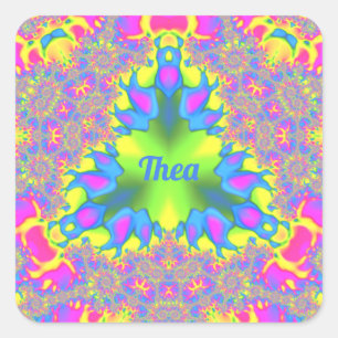 THEA ~ Shades Yellow, Green, Pink, Blue Square Sticker