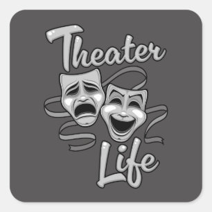 Theater Life Comedy and Tragedy Masks Square Sticker