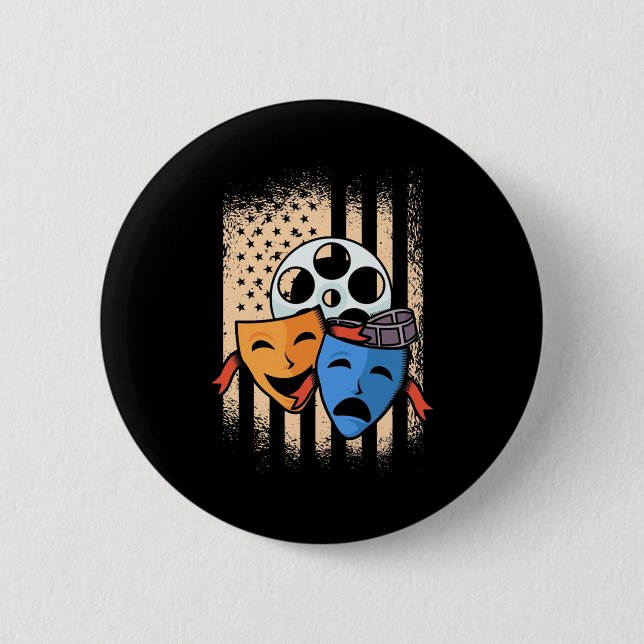 Theatre Actor America Flag 2 Inch Round Button (Front)