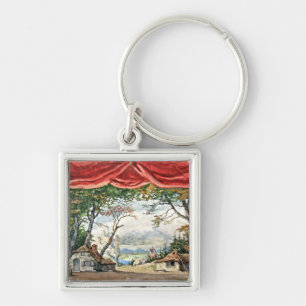 THEATRE BACKDROP DECOR, BALLET RUSES GISELLE CARD KEYCHAIN