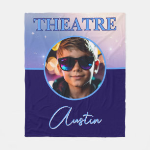 Theatre Deep Royal Custom Photo and Name Fleece Blanket
