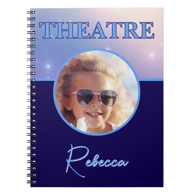 Theatre Deep Royal Custom Photo and Name Notebook (Front)